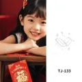 Metallic silver temporary tattoo sticker for kids, festive body art style variant TJ-133. - Silver Stamping Kids Glitter (TJ-133)