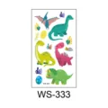 Cartoon dinosaur temporary tattoo sticker for kids, waterproof cute animal body art decal. - Dinosaur WS-333 / 60*105mm