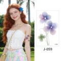 Waterproof watercolor flower temporary tattoo sticker floral body art design for women arms. - Floral Pattern (J-059) / 76*120mm