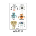 Kids cartoon robot temporary tattoo stickers sheet, colorful cute designs for kids party favors. - Robot Style (WS-A211) / 1 Piece
