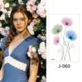 Waterproof watercolor floral temporary tattoo sticker for wrist and ankle body art decor. - Floral Pattern (J-060) / 76*120mm