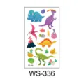 Cartoon dinosaur temporary tattoo stickers for kids, waterproof cute animal body art sheet. - Dinosaur WS-336 / 60*105mm