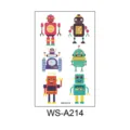 Kids Cartoon Robot Temporary Tattoo Stickers Sheet Colorful Cute Mecha Body Art Decals - Robot Style (WS-A214) / 1 Piece