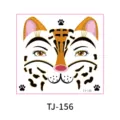 Cute cartoon gold foil leopard face tattoo sticker for kids party, fun animal makeup face decal. - Leopard Pattern (TJ-156) / 1 Sheet