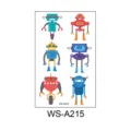Cartoon robot temporary tattoo stickers sheet for kids party favors, colorful waterproof body art. - Robot WS-A215 / 120x76mm