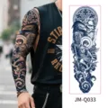 Full arm temporary tattoo sticker waterproof herbal juice long lasting gothic greek mythology design - Zeus Eagle Angel Demon (JM-Q033) / 170*480mm