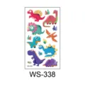 Cute cartoon dinosaur temporary tattoo stickers for kids, fun waterproof body art transfer. - Dinosaur WS-338 / 60*105mm