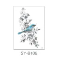 Blue bird and flower temporary tattoo sticker, stylish floral body art for women and girls. - Blue Bird Botanical Style (SYB106) / 150x210MM