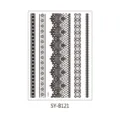 Temporary black lace tattoo sticker sheet featuring elegant floral and geometric border patterns. - Mandala Tattoo Style (SY-B121)