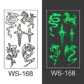 Leuchtende temporäre Tattoos Aufkleber Drache Pferd Schwert Design Party Festival - WS168 Stil / 105*60mm