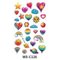 Children colorful cartoon temporary tattoo sticker rainbow heart planet party waterproof variant - Colorful Celestial Geometric Cloud Style (WS-C126)