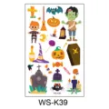 Halloween temporary tattoo stickers for kids, cute cartoon waterproof body art decal sheet. - Zombie Skeleton Style (WS-K39)