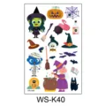 Halloween temporary tattoo stickers for kids, waterproof cartoon witch pumpkin cute designs. - Witch Mummy Style (WS-K40)