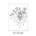 Black and white floral tattoo sticker with jewelry pendant design, elegant body art accessory. - Jewelry Pendant Lace Floral Style (SYB109) / 150x210MM