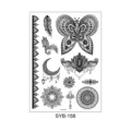 Black temporary tattoo sticker sheet featuring mandala, butterfly, and lotus floral lace designs. - Mandala Tattoo Style (SYB-158)