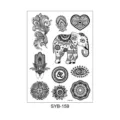 Henna mandala temporary tattoo sticker sheet with elephant and lace designs for body art. - Mandala Tattoo Style (SYB-159)
