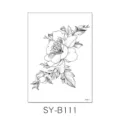 Temporary tattoo sticker featuring black and white floral sketch design, perfect for body art. - Black and White Line Floral Sketch Style (SYB111) / 150x210MM