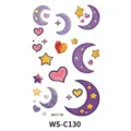 Kids cartoon temporary tattoo sticker cute purple moon yellow star pink heart design - Childish Purple Moon Yellow Star Style (WS-C130)