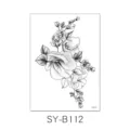 Temporary floral tattoo sticker, black and white sketch botanical body art for women and girls. - Fresh & Elegant Black and White Line Art Floral Styles (SYB112) / 150x210MM