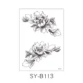 Floral temporary tattoo sheet black white sketch peony body art sticker design skin beauty - Freehand Peony B&W Sketch Style (SYB113) / 150x210MM