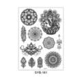 Black temporary tattoo sticker sheet with mandala, lotus, feather and Ganesha motifs. - Mandala Tattoo Style (SYB-161)
