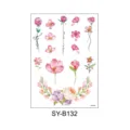 Watercolor floral temporary tattoo sheet featuring delicate pink and purple flower designs. - Watercolor Floral Wreath Set Style (SYB132) / 150x210MM