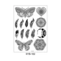 Black mandala butterfly and feather temporary tattoo sticker sheet, variant SYB-162. - Mandala Tattoo Style (SYB-162)