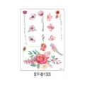 Waterproof temporary tattoo sticker watercolor floral rose parrot design body art transfer - Watercolor Flower Bird Parrot Style (SYB133) / 150x210MM