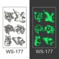 Leuchtende temporäre Tattoo-Aufkleber mit Tierköpfen für Partys und Festivals im Dunkeln. - WS177 Stil / 105*60mm