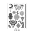 Temporary tattoo sticker sheet featuring tribal mandala, elephant, and henna lace designs. - Mandala Tattoo Style (SYB-165)