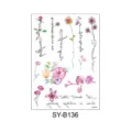 Watercolor floral temporary tattoo sticker sheet, sexy collarbone body art for women and girls. - Rose Daisy English Phrase Style (SYB136) / 150x210MM