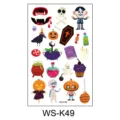 Halloween temporary tattoo stickers for kids waterproof cartoon pumpkin ghost skeleton party props. - Pumpkin Skeleton Ghost Style (WS-K49)