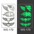 Leuchtender Totenkopf Flügel Tattoosticker Nachtleuchtend Party Festival Körperschmuck - WS179 Stil / 105*60mm