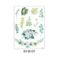 Watercolor floral temporary tattoo sheet botanical leaf sticker body art design item - Daisy Rose Bouquet Style (SYB137) / 150x210MM