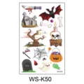 Halloween temporary tattoo stickers for kids, waterproof cute cartoon pumpkin ghost design. - Pumpkin Candle Tombstone Style (WS-K50)