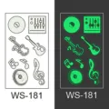 Wasserdichter leuchtender Musik Festival Tattoo Aufkleber mit Gitarre und Noten - WS181 Stil / 105*60mm