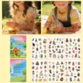 Kids foil temporary tattoo sticker book set featuring cute fairy tale animal designs for party. - Fairy Tale Animal Tattoo Book (6 Sheets/Set)