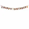 Retro bruine beer verjaardag banner, schattige feest hangende decoratie voor kinderen. - Beer Engels Verjaardag Stijl