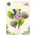 Jungle animal foil balloon set 5pcs for kids birthday party decoration supplies - Jungle Cow / Five-Piece Set