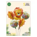 Jungle safari animal foil balloon set 5pcs for birthday party and festive decoration. - Jungle Lion / Five-Piece Set