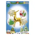 Christmas foil balloons set, 4D standing reindeer, Santa Claus and tree party decor - 4D Standing Golden Reindeer / Five-Piece Set