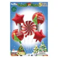Christmas foil balloon set with candy and star shapes, perfect for holiday party decor. - Red Candy / Five-Piece Set