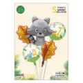 Jungle animal foil balloon 5-piece set, cute raccoon and leaf balloons for birthday party decor. - Raccoon Shape / Five-Piece Set