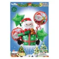 Kerst folie ballon set Kerstman groene geschenkdoos feest decoratie luchtballonnen - Kerstman met Groene Cadeaudoos / 5-delige set
