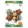 Jungle theme animal foil balloons set 5pcs birthday party decoration cute cartoon balloons - Large Animal Monkey / Five-Piece Set