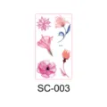 Waterproof watercolor floral temporary tattoo sticker sheet with fresh pink flower designs. - SC-003 / 96x172mm