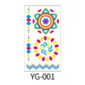 Neon fluorescent temporary tattoo sticker sheet featuring vibrant geometric and floral patterns - Fluorescent YG-001 / 96*172mm