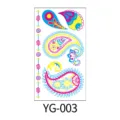 Neon UV fluorescent paisley temporary tattoo sticker sheet for party nightclub festival use. - Fluorescent YG-003 / 96*172mm