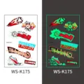 Luminous football temporary tattoo sticker sheet, waterproof sports fan body art design variant. - Soccer Tattoo Sticker (WS-K175)