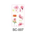 Watercolor floral temporary tattoo sticker SC-007, pink flower body art sticker for girls - SC-007 / 96x172mm